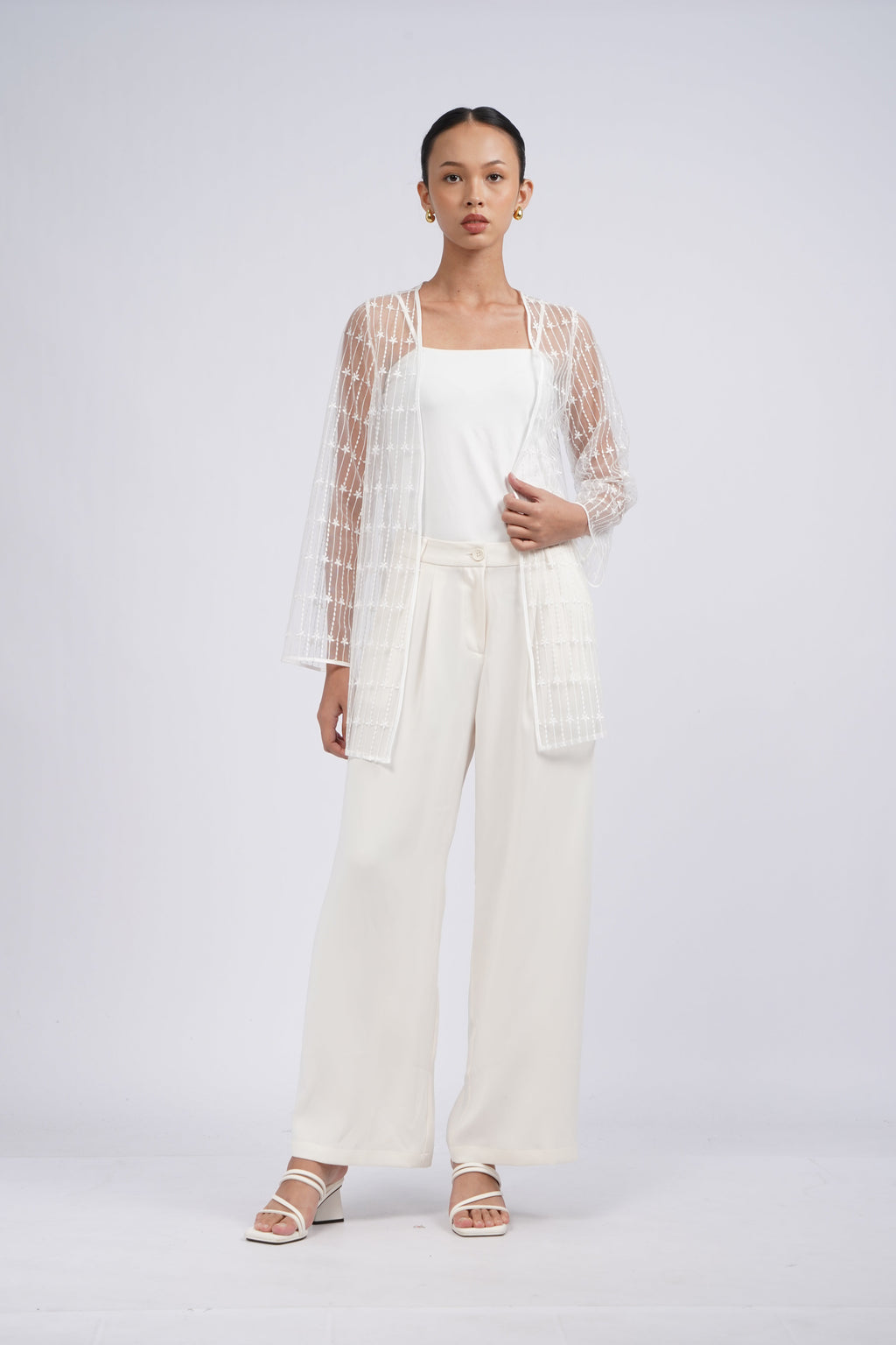 V-Neck Embroidered Kimono
