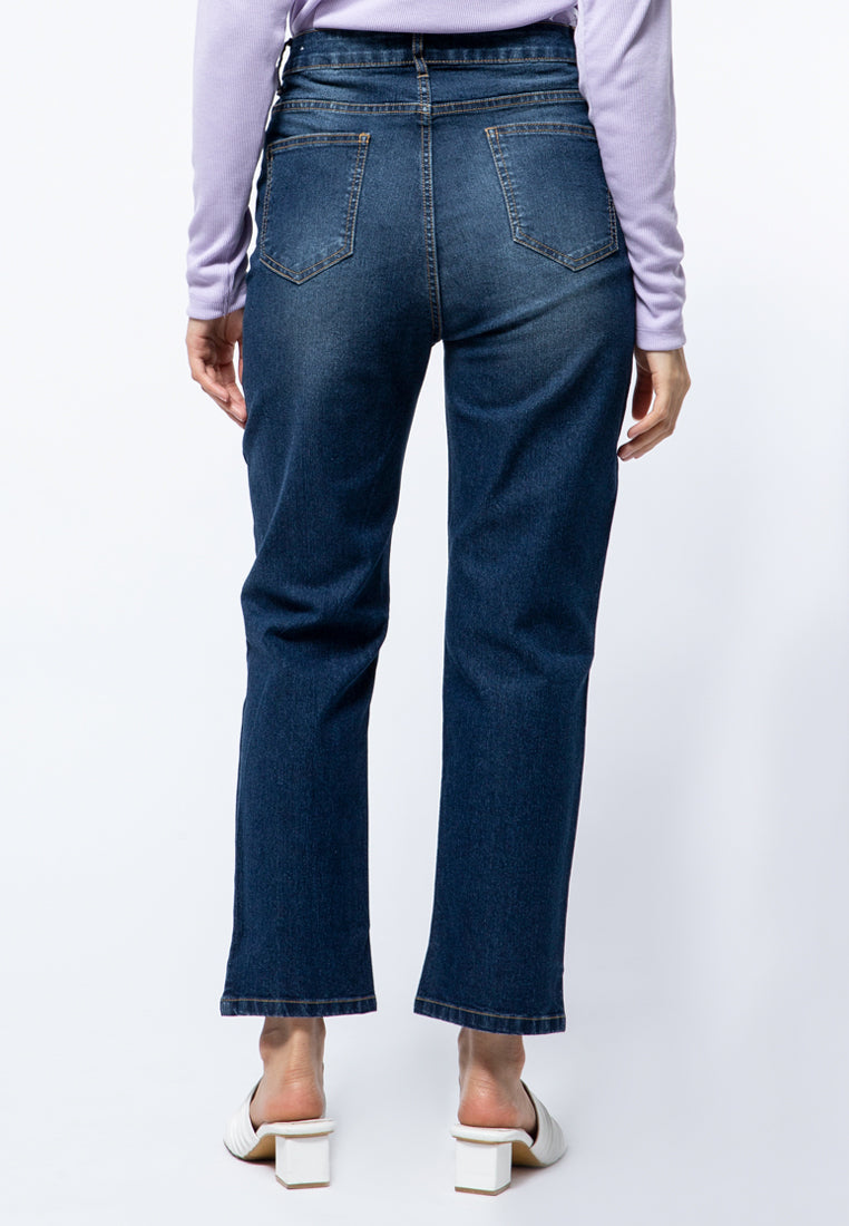 Hi-Rise Cropped Denim Pants