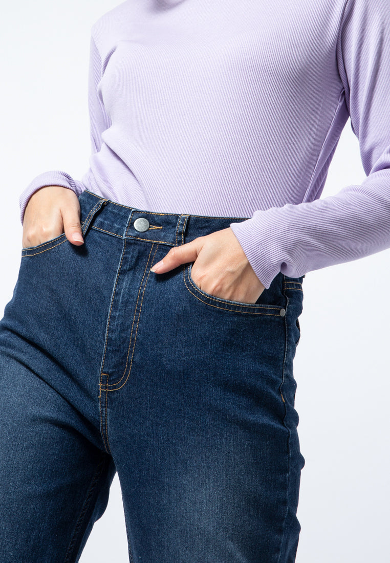 Hi-Rise Cropped Denim Pants