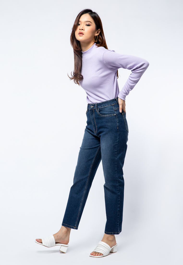 Hi-Rise Cropped Denim Pants