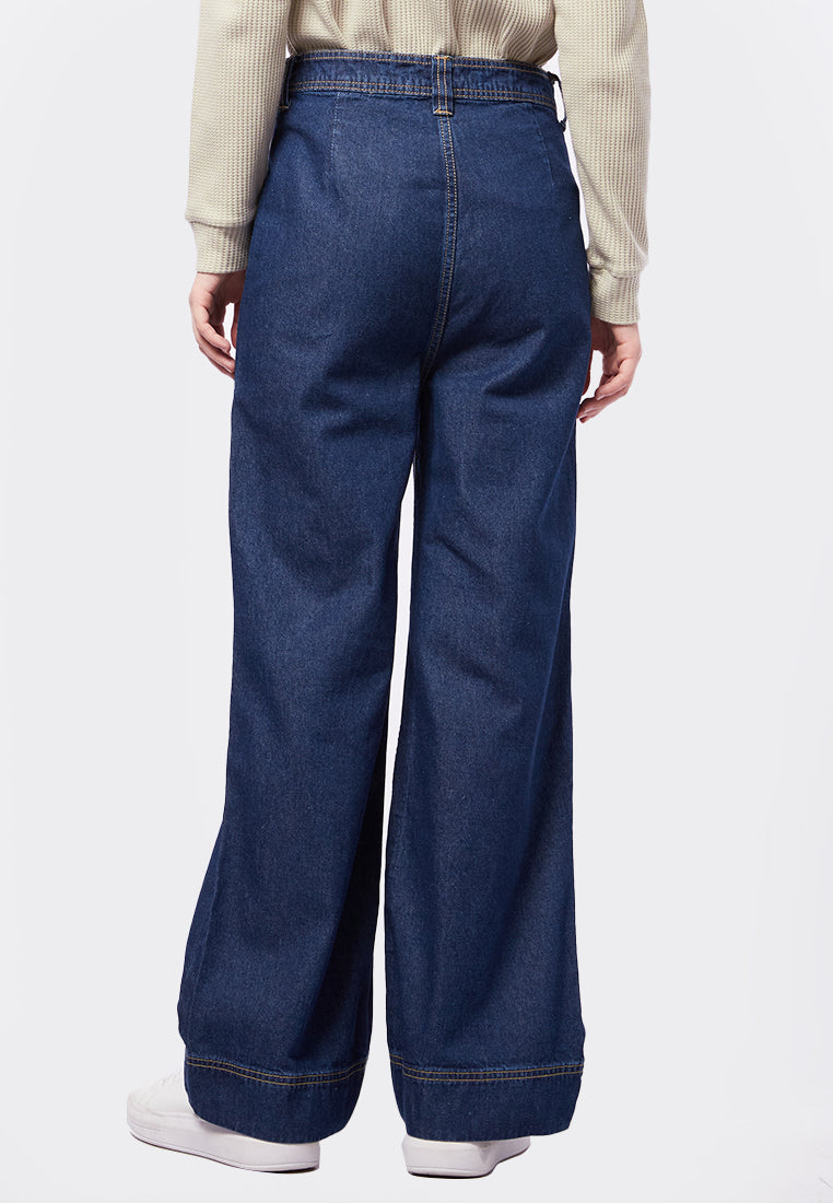 Flare Denim Pants with Patch Pocket