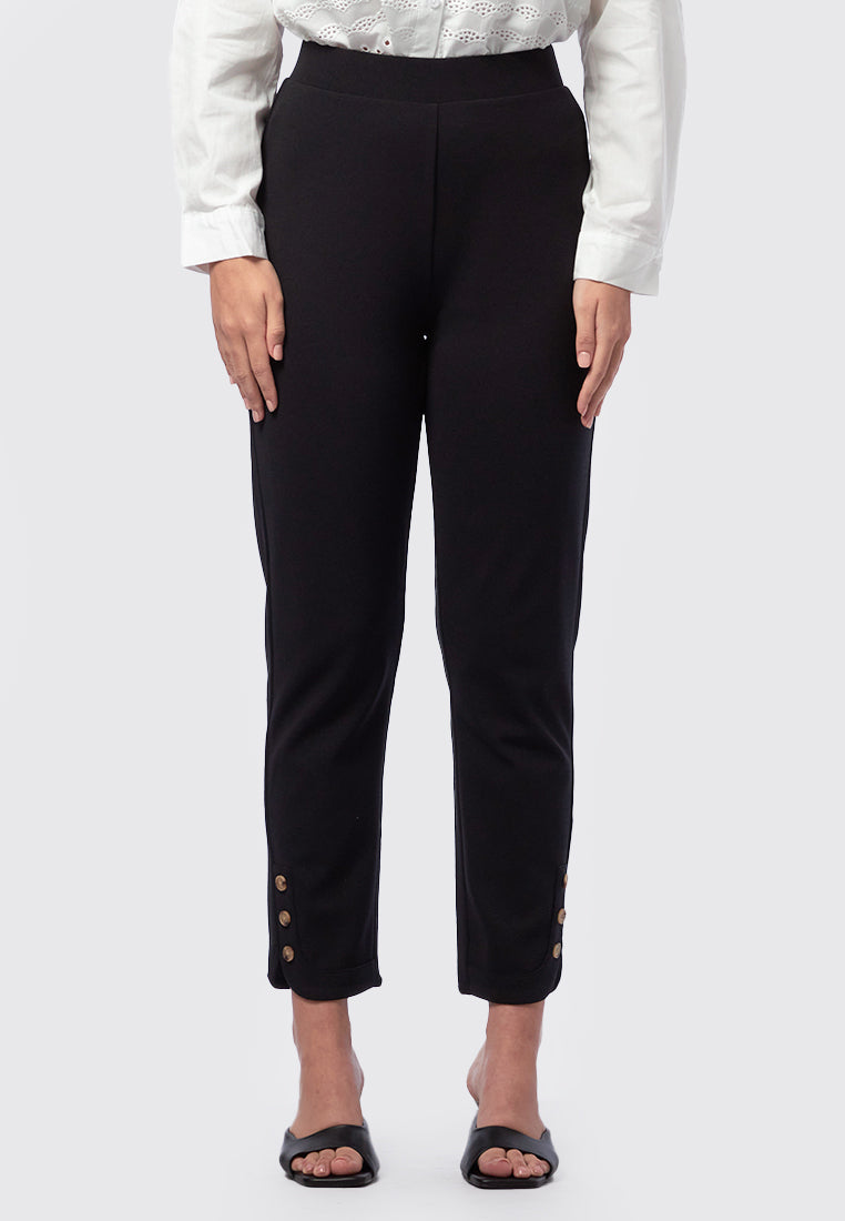 Semi Fitted Trousers with Button Details