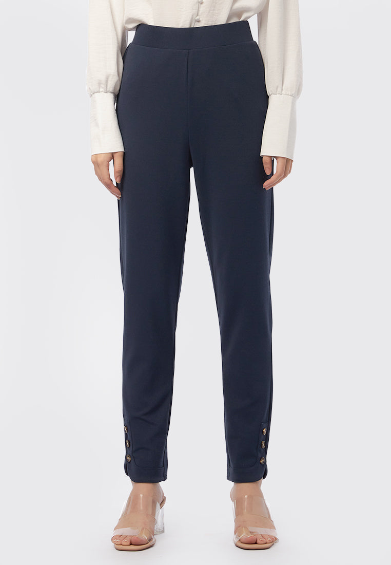 Knit Trousers with Button Details