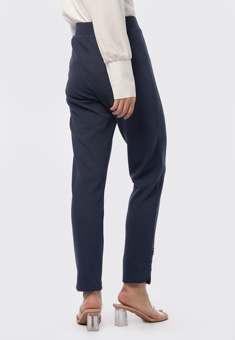 Knit Trousers with Button Details