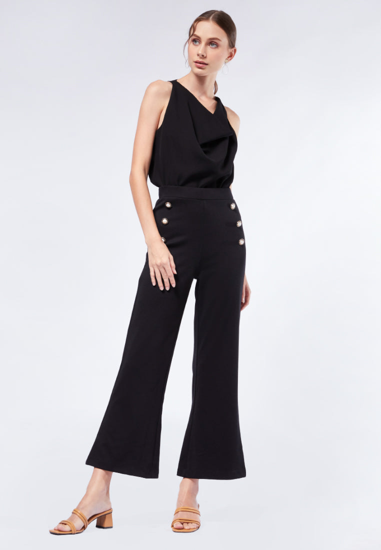 Flare Pants with Button Detail