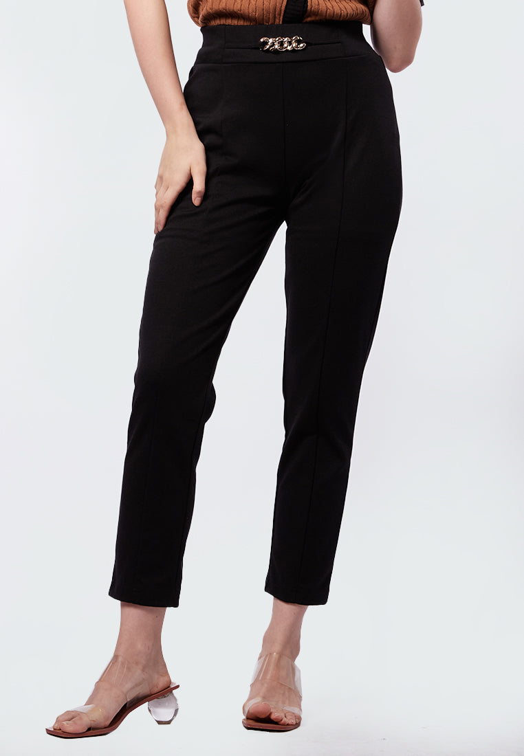 Long Pants with Metal Buckle Details