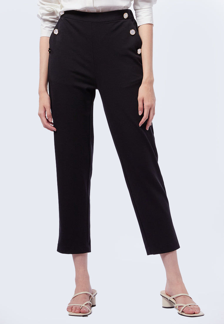 Tapered Pants with Button Details