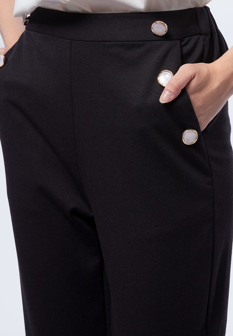 Tapered Pants with Button Details