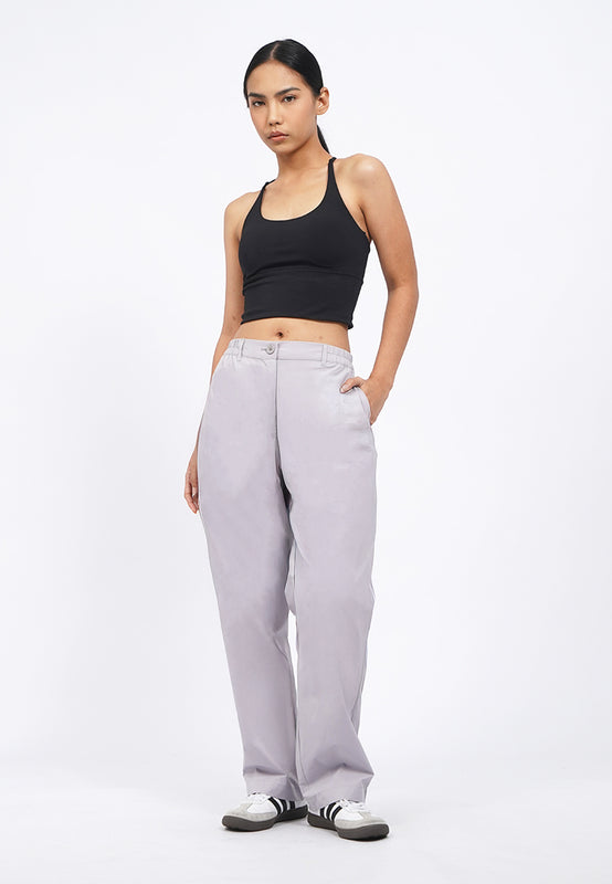 Elastic Waist Straight Active Pants