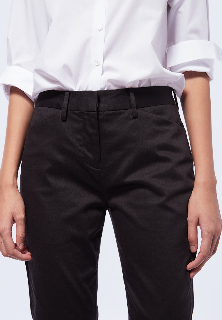 Basic Tapered High Rise Madison Pants Black