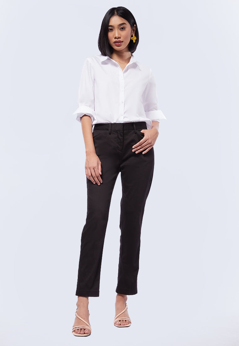 Basic Tapered High Rise Madison Pants Black