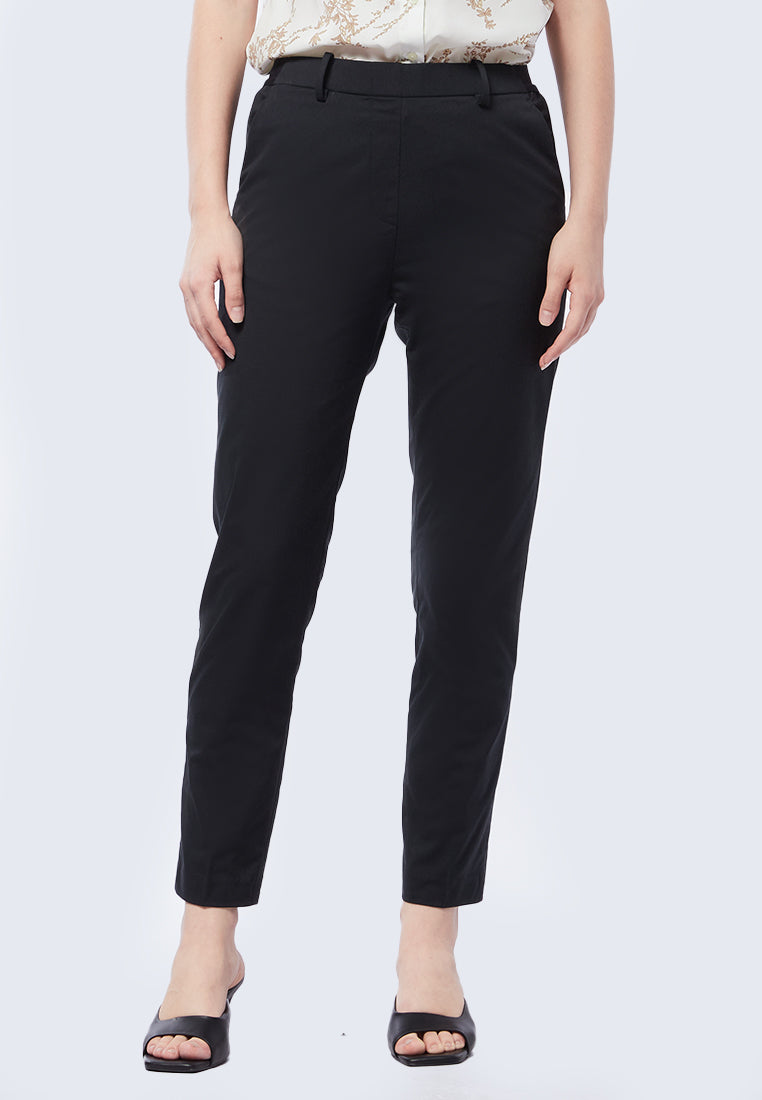 Basic Tapered High Rise Pants Black