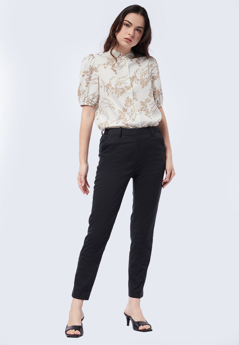 Basic Tapered High Rise Pants Black