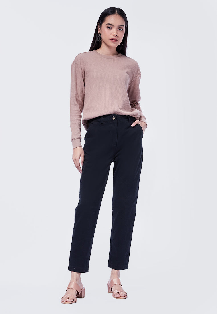 Basic Tapered Mid Rise Chicago Pants Black