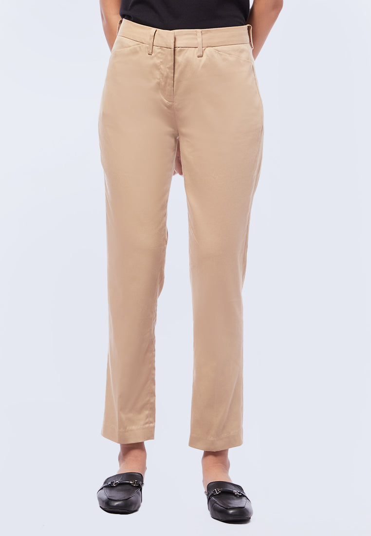 Basic Tapered High Rise Madison Pants Khaki