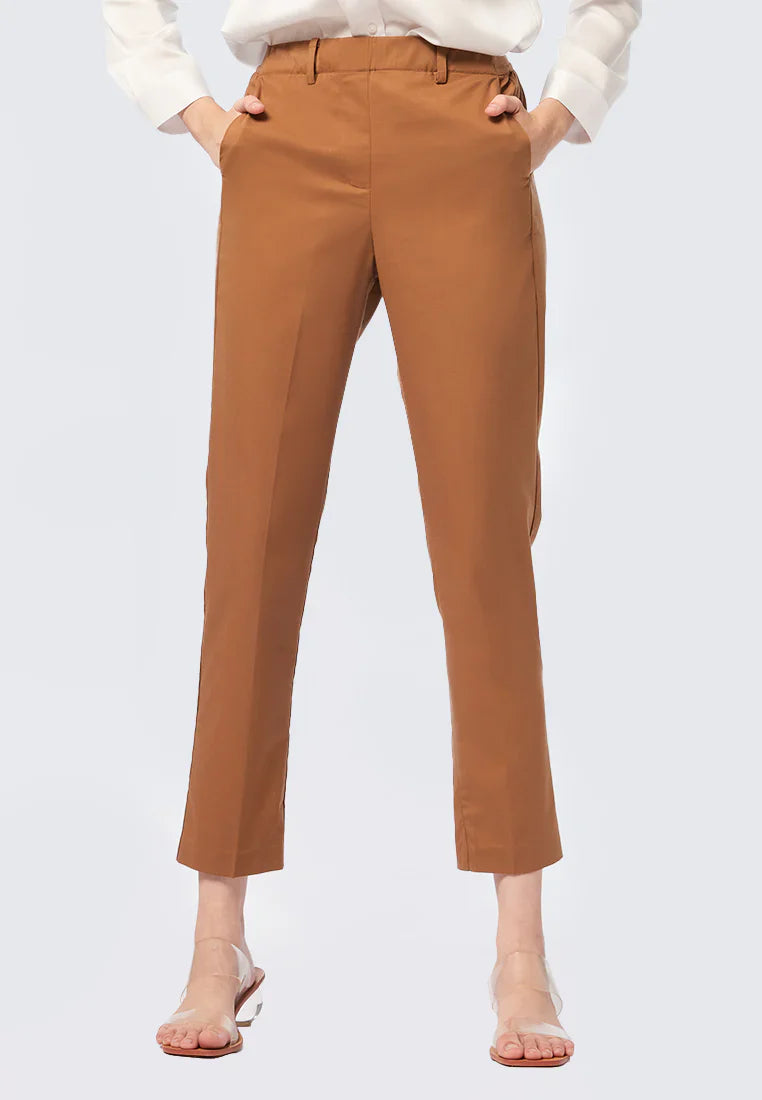 Basic Tapered High Rise Editor Pants Khaki