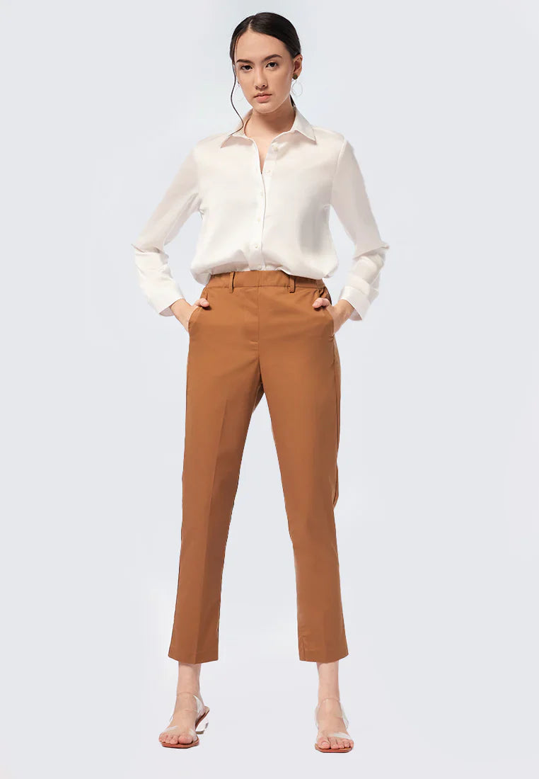 Basic Tapered High Rise Editor Pants Khaki