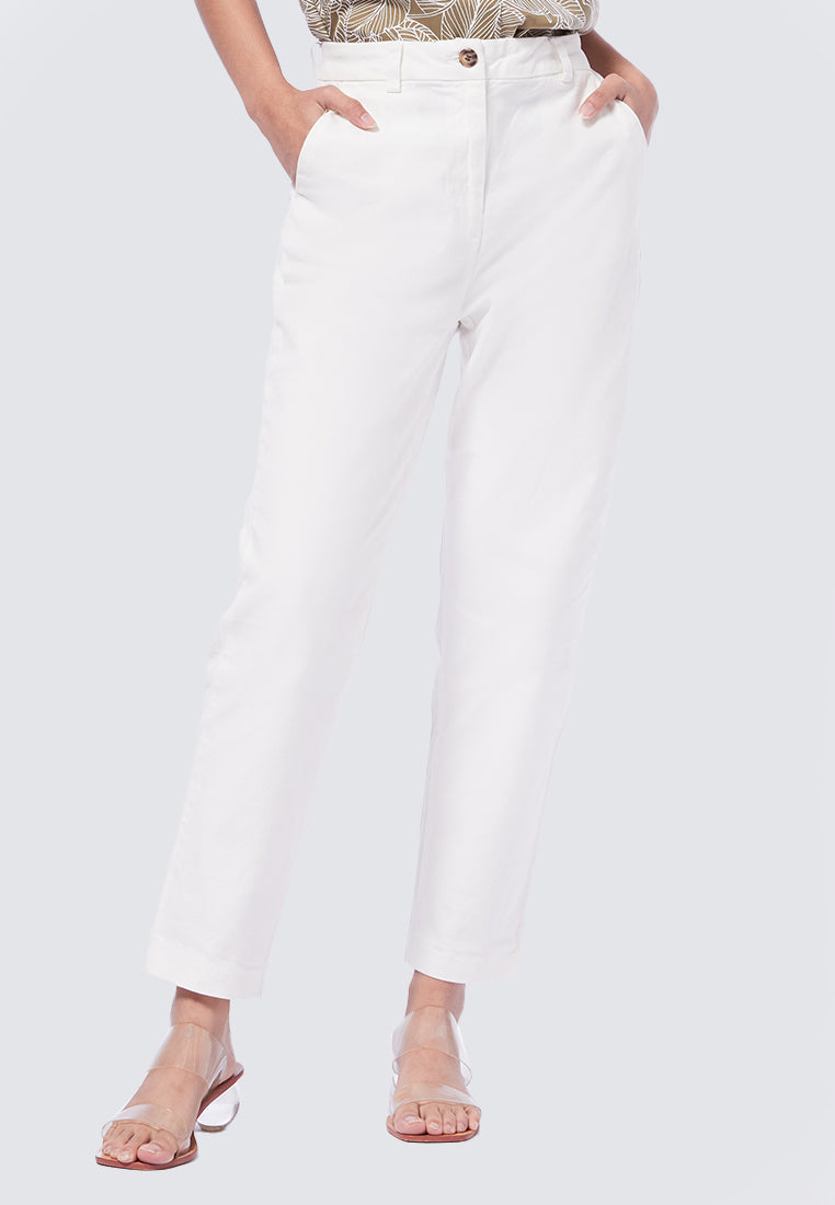 Basic Tapered Mid Rise Chicago Pants White
