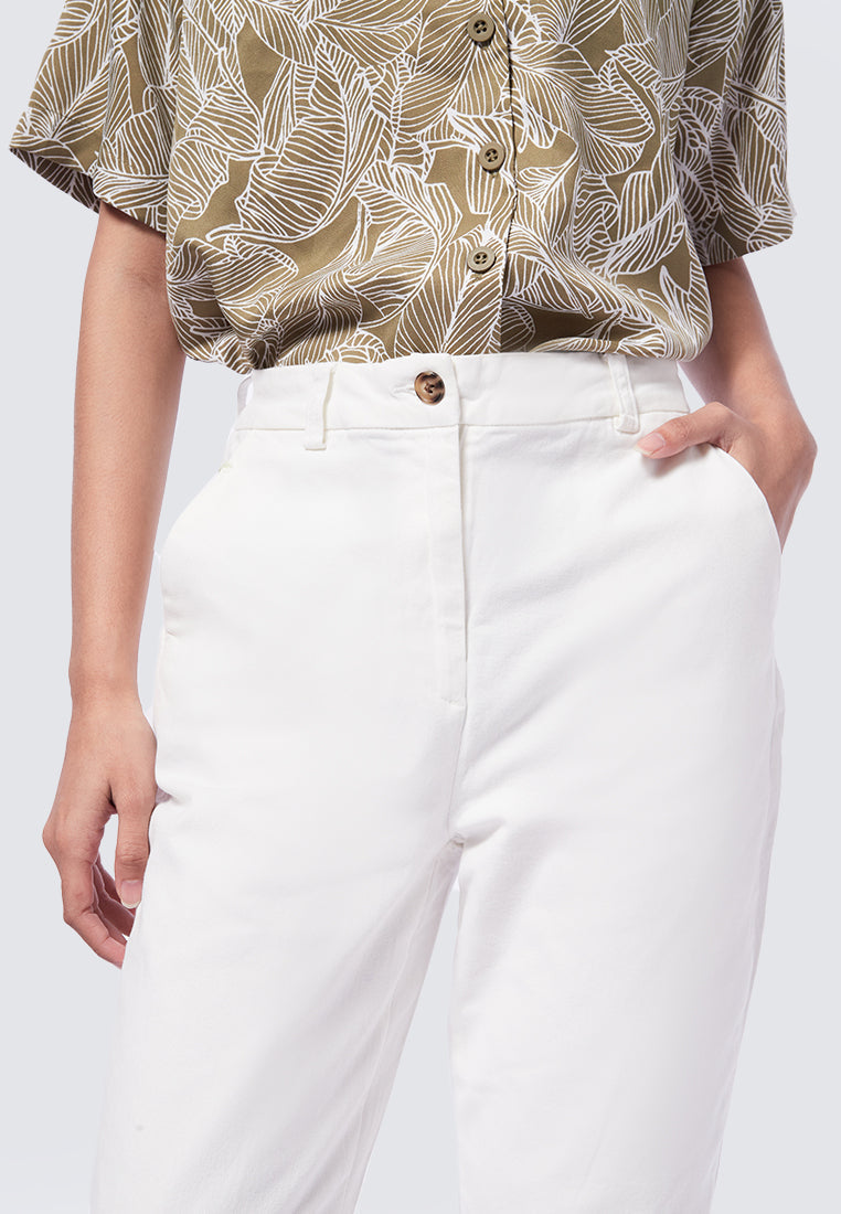 Basic Tapered Mid Rise Chicago Pants White
