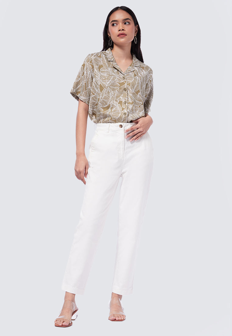Basic Tapered Mid Rise Chicago Pants White