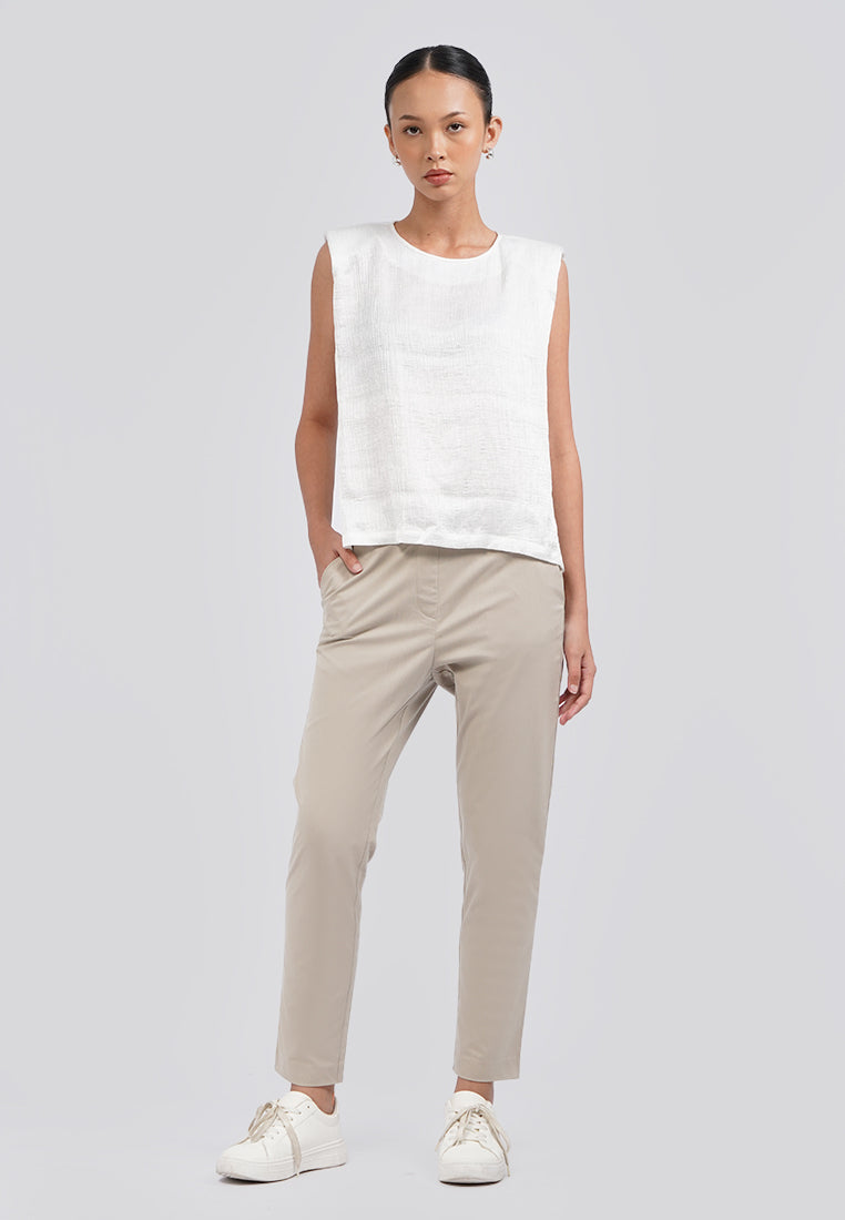 Basic Tapered Ankle Length Editor Pants Grey