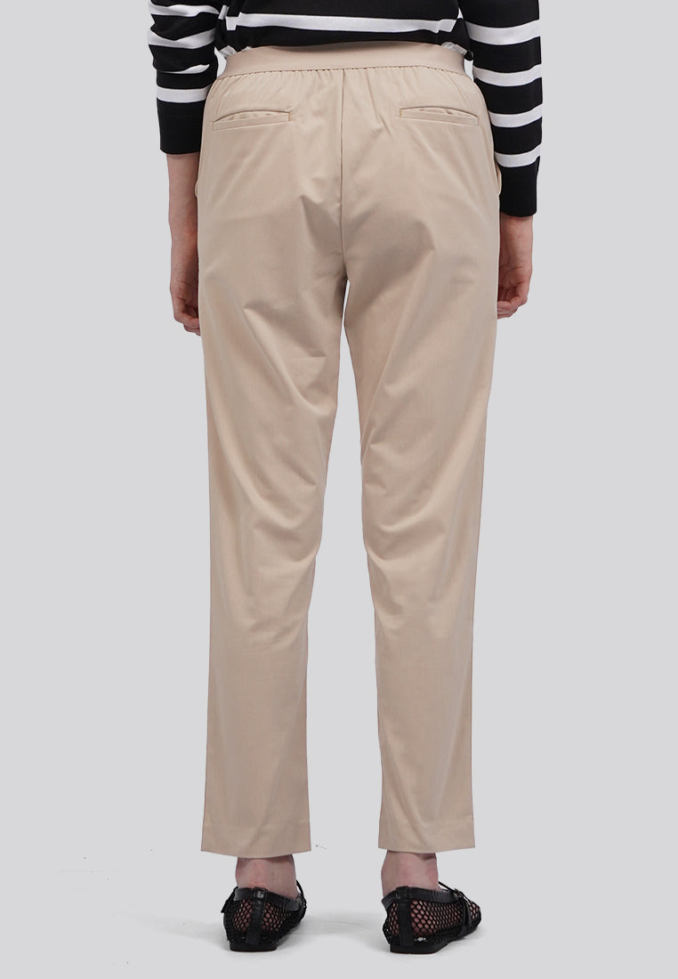 Basic Tapered High Rise Boston Pants Beige