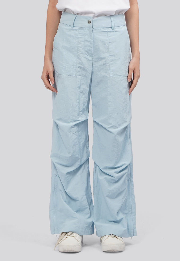 Wide Leg Pants with Zipper Details Ice Blue