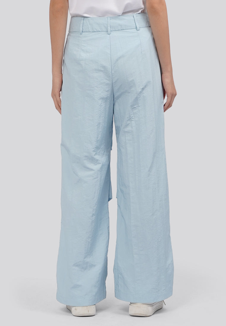 Wide Leg Pants with Zipper Details Ice Blue