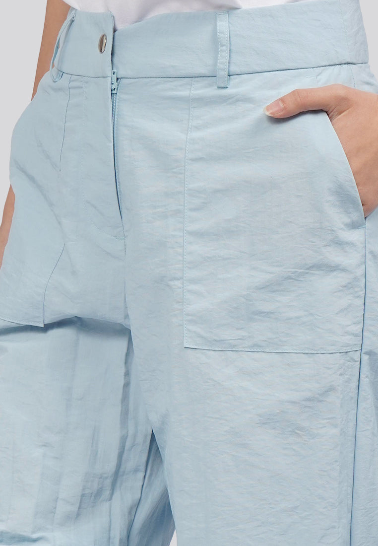 Wide Leg Pants with Zipper Details Ice Blue