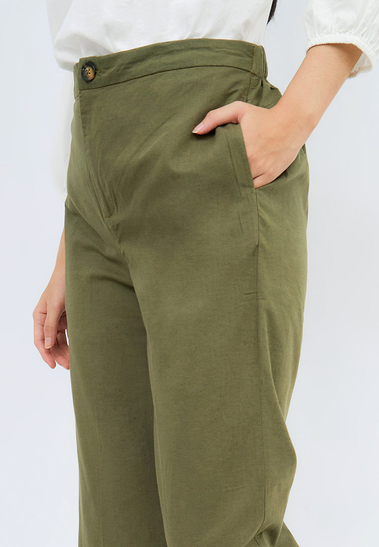 Linen Look High Waist Trouser