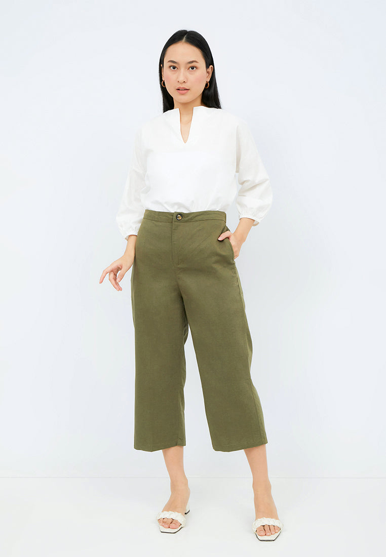 Linen Look High Waist Trouser