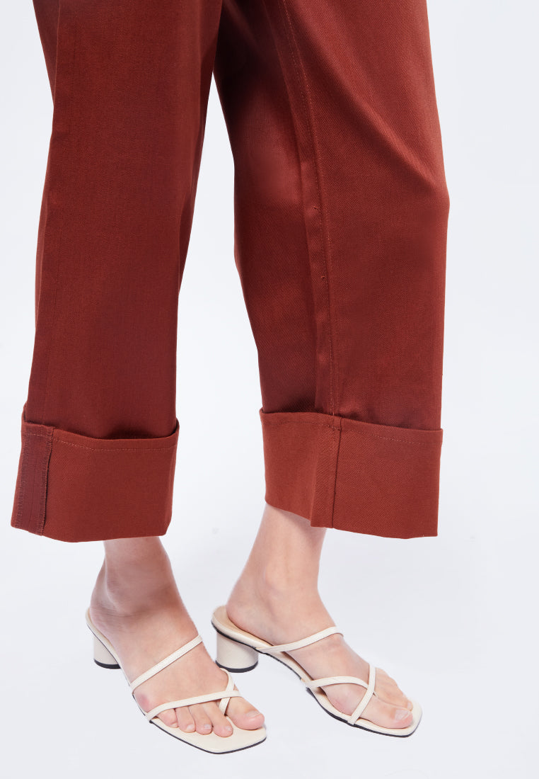 Wide Leg Pants with Folded Hemline