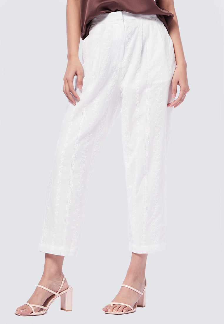 High Waist Embroidered Pants