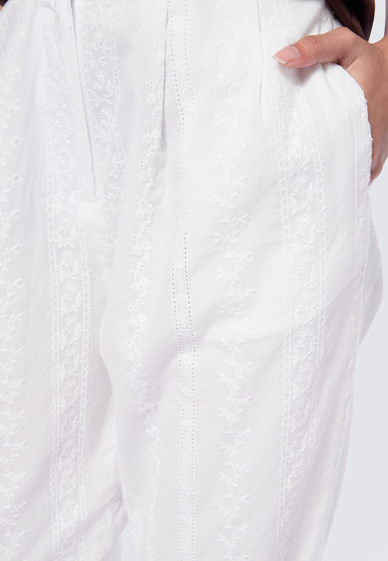 High Waist Embroidered Pants