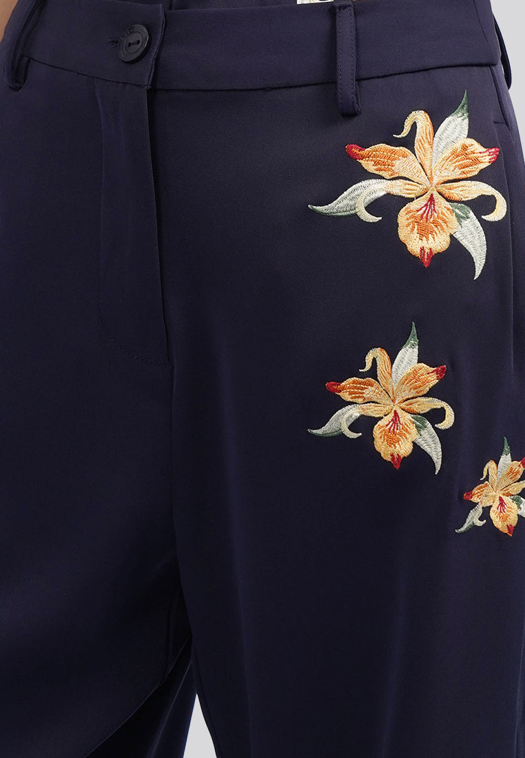 Embroidered Wide Leg Pants