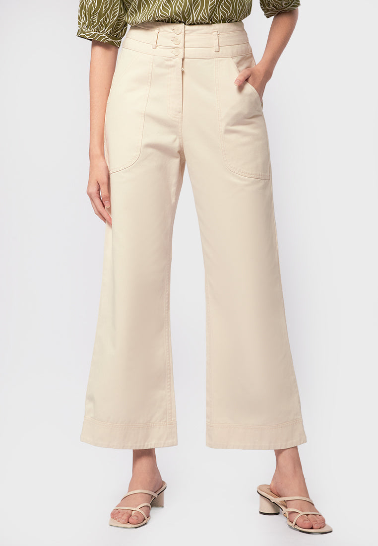 High Waist Pants with Mix Buttons