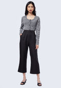 Cropped Flare Pants with Button