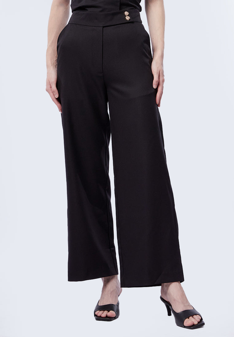 Wide Leg Trouser with Fancy Button