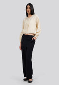Elastic Waist Culotte Pants Black