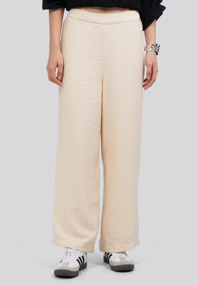 Elastic Waist Culotte Pants Ecru