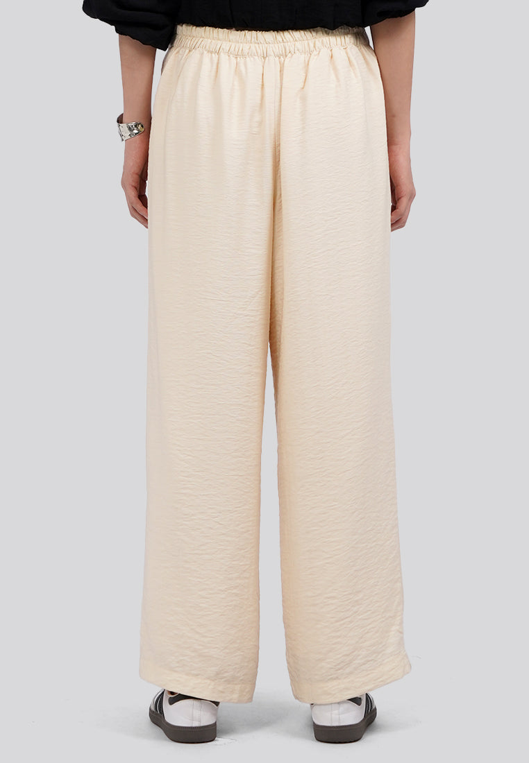 Elastic Waist Culotte Pants Ecru