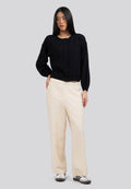 Elastic Waist Culotte Pants Ecru