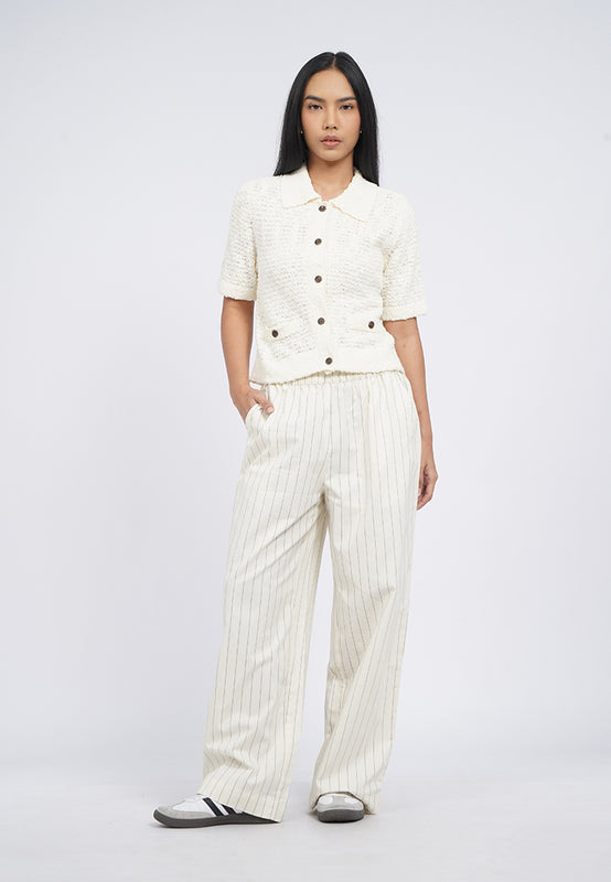 Linen Blend Wide Leg Pants
