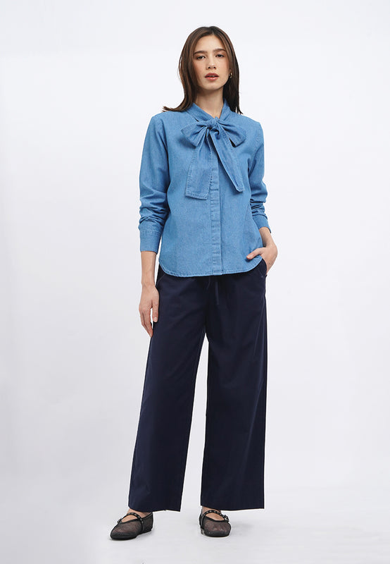 Linen Blend Wide Leg Pants