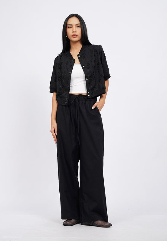 Wide Leg Linen-Blend Pants