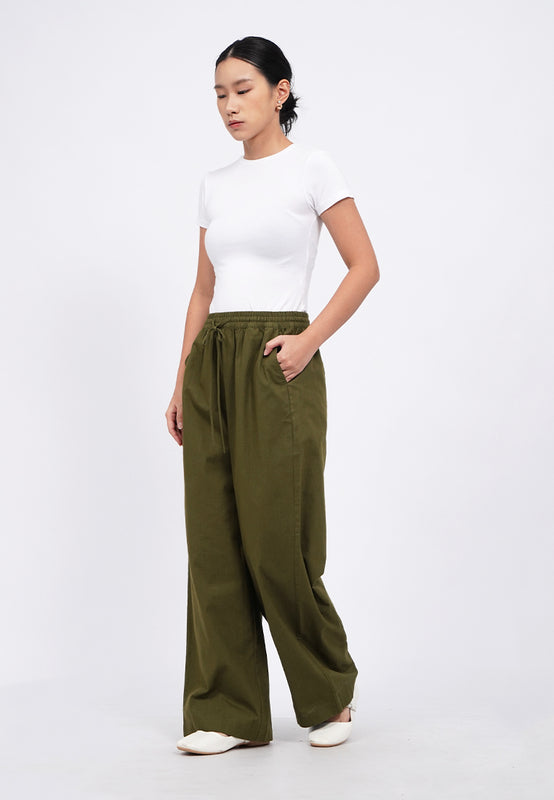Wide Leg Linen Blend Pants