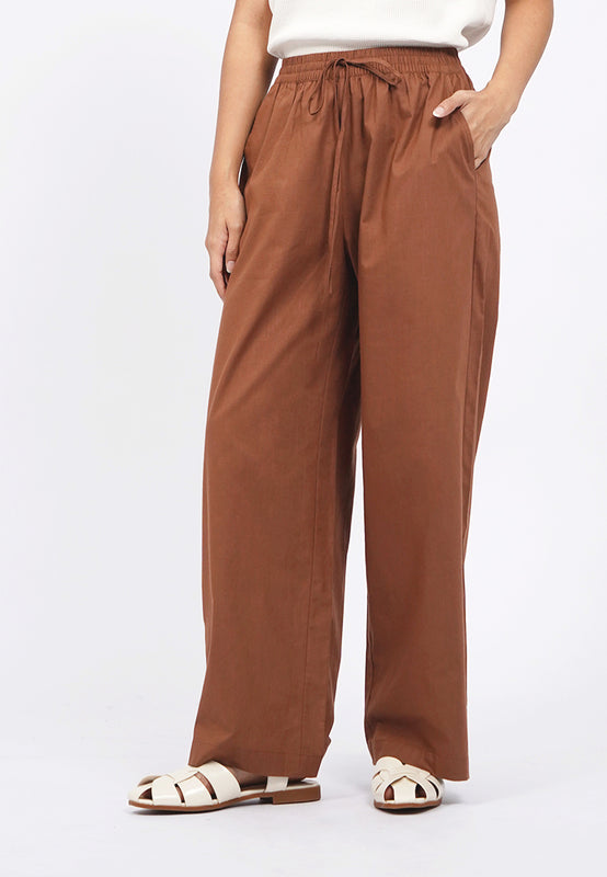 Wide Leg Linen-Blend Pants