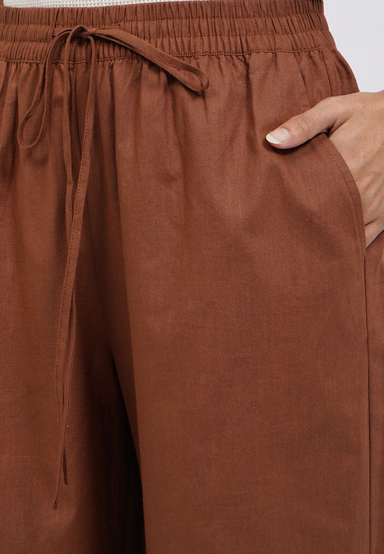Wide Leg Linen-Blend Pants