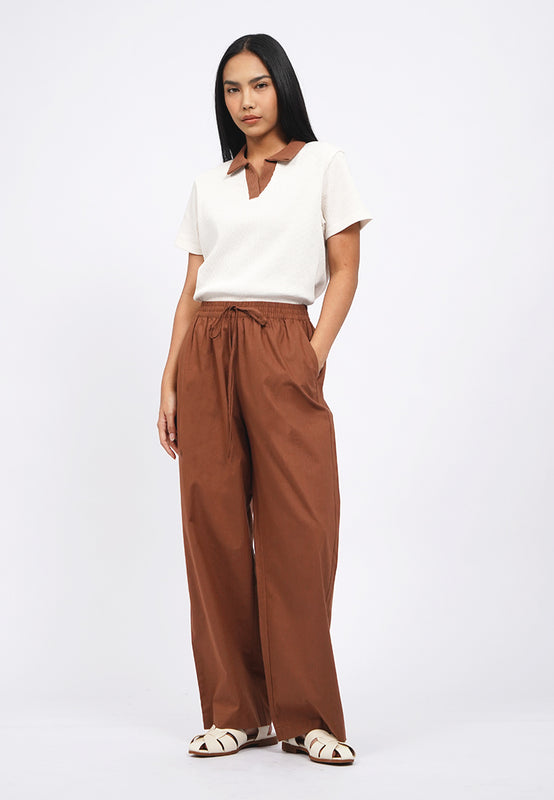 Wide Leg Linen-Blend Pants