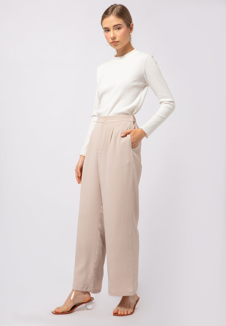 Regular Fit Wide Leg Long Pants